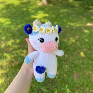 Flower cow , daisy cow , moo , crochet cow, amigurumi cow , stuffed animals , Sunflower cow plushie, crochet cow plush