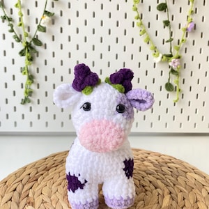 Grape cows , fruit moo , crochet cow, amigurumi cow , stuffed animals , Sunflower cow plushie, crochet cow plush, fruits cow