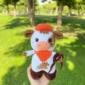 Cowboy cow , cowboy moo , crochet cow, amigurumi cow , stuffed animals , autumn cow plushie, crochet cow plush, autumn gift
