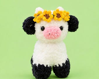 Sunflower cow , Sunflower moo , crochet cow, amigurumi cow , stuffed animals , Sunflower cow plushie, crochet cow plush