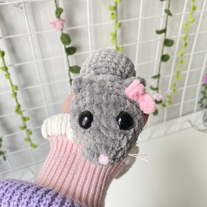 Sad Hamster Amigurumi, Cute Hamster Tiktok meme , Crochet Hamster pink bow handmade keychain hamster