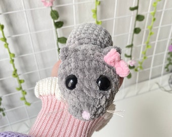 Sad Hamster Amigurumi, Cute Hamster Tiktok meme , Crochet Hamster pink bow handmade keychain hamster