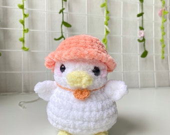 Crochet Duckling Plushie: Handmade Amigurumi Duck with Hat