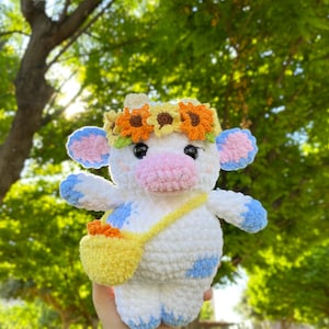 Sunflower cow , Sunflower moo , crochet cow, amigurumi cow , stuffed animals , Sunflower cow plushie, crochet cow plush