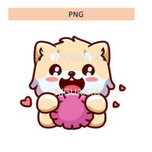 Gelukkige puppy die zijn speelgoed PNG knijpt