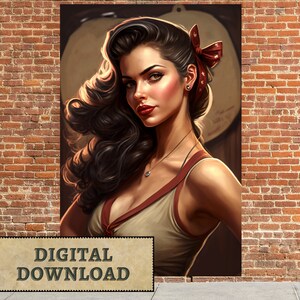 Fallout Vintage Pin-Up Girl Digital Art Download - Instant Download, Retro Wall Art, 1940s-1950s Nostalgia, Printable Art Fallout 4