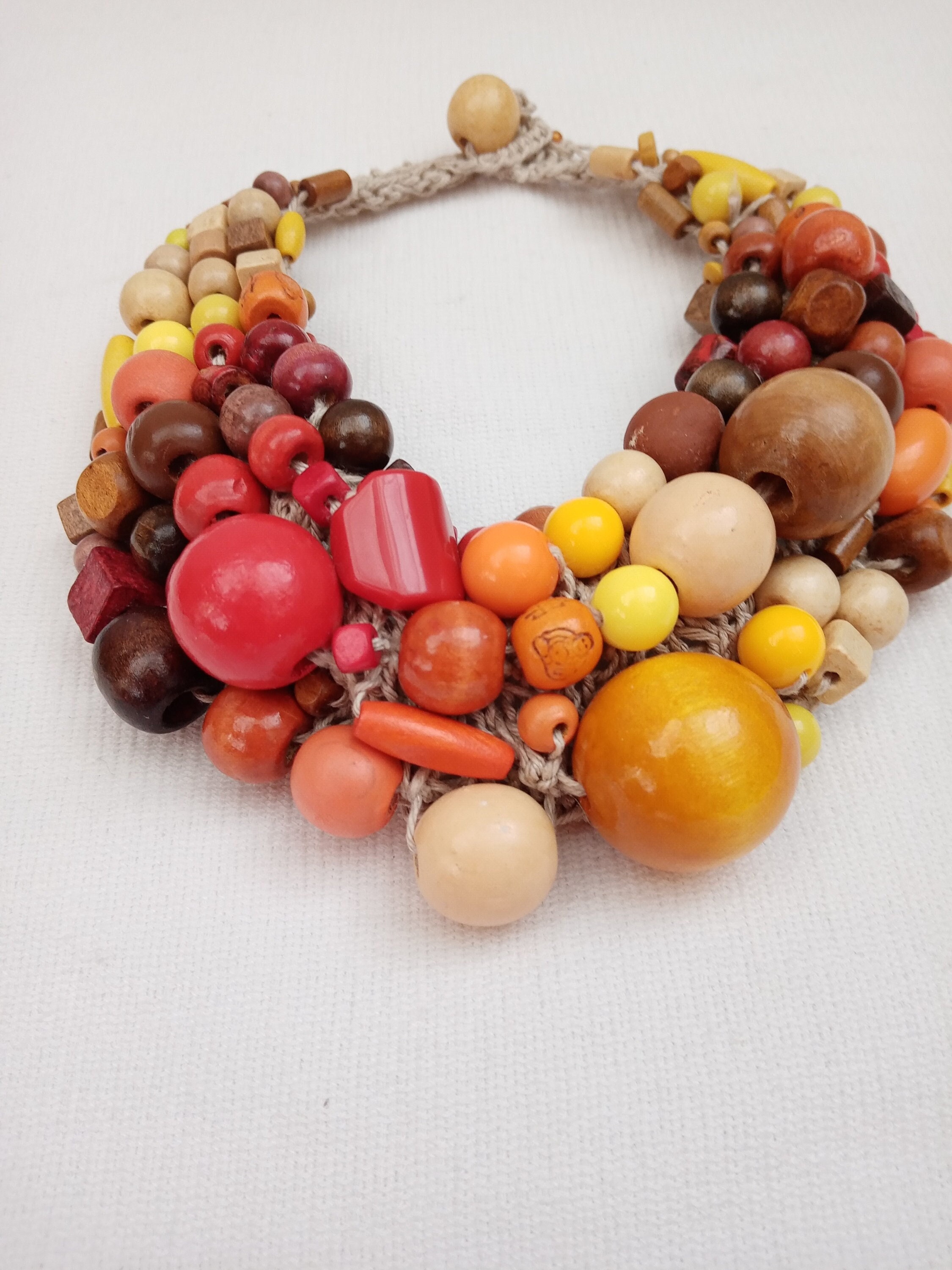 Wooden Beads On A String Making A Colorful Toy Necklace Stock