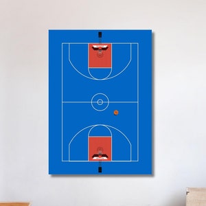 Basketball Court Canvas, Basketball Court, Basketball Coach Gifts, Men&#39;s Room Wall Art Decor, Game Room Decor, Handmade Gift, Christmas Gift