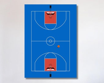Basketball Court Canvas, Basketball Court, Basketball Coach Gifts, Men's Room Wall Art Decor, Game Room Decor, Handmade Gift, Christmas Gift