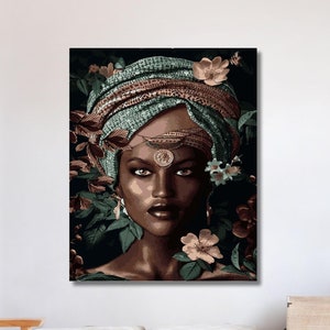 African Woman Canvas Print Poster, African Woman Wall Art, African American, Home Decor, African Wall Decor, Black Woman Make Up, Home Decor