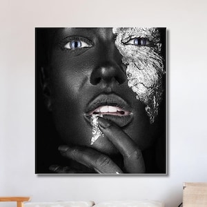 African Woman Glass Wall Art  African Woman Glass Print  African American Art Wall Decor  African Wall Decor  Home Decor African Make up