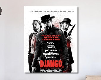 Django Film Poster, Django Unchained Poster Django Poster, Django Leinwand Druck, Django Druck, Leinwand Wandkunst, Filmkunst, Handmade Geeks