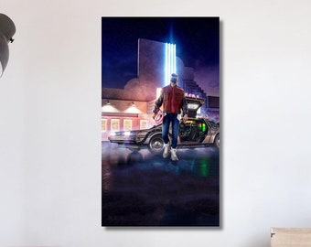 Póster de la película Regreso al futuro, lienzo para pared, opción de marco para el hogar, decoración familiar, lienzo de vidrio, arte moderno, regalo hecho a mano, regalo de Navidad