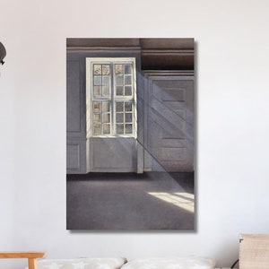 Vilhelm Hammershoi Interior 1899 Canvas Gallery Wrapped Giclee Wall Art Print, Handmade Gift Christmas Gift, Halloween Gift, Canvas Wall Art