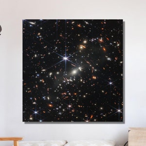 NASA First Deep Field Canvas Wall Art,James Webb Space Telescope First Images,Cosmic Cliffs Space Prints Art Galaxy,handmade gift,Kids Room