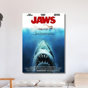 Jaws Movie Poster Canvas Wall Art Family Decor, Home Decor,Frame Option,Canvas Wall Art,Movie Art, Geek Gifts, Handmade Gift, Christmas Gift