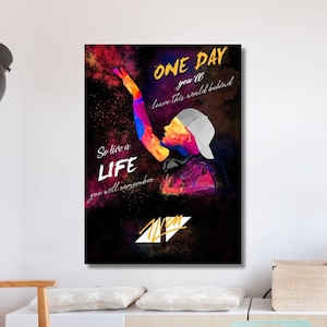 Avicii Music Poster Canvas Wall Art Family Decor, ,Frame Option, Glass Canvas, Modern Art, Family Decor, Handmade Gift, Chiristmas Gift