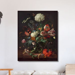 Póster de arte mural con jarrón de flores de Jan Davidsz De Heem, impresión en lienzo, pintura famosa, reproducción de impresión para decoración del hogar, lista para colgar, hecha a mano