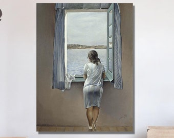 サルバドール・ダリ「窓辺の若い女性」｜ヴィンテージ肖像画｜現代海岸