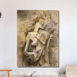 Pablo Picasso  Girl with a Mandolin (1910), Pablo Picasso Girl with a Mandolin Giclee Print Reproduction Painting, Picasso Art Printing,Gift