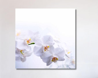 Arte de pared en lienzo con orquídea blanca, arte de pared con orquídeas, arte de pared con flores, arte de pared con orquídeas, arte de pared con flores, arte floral