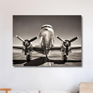 Airplane Extra Large Tempered Glass or Canvas Printing Wall Art , Natural And Vivid Wall Decor Airplane Plane Christmas Gift, Handmade Gift