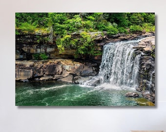 Waterfall Canvas Forest Waterfall Forest Canvas Print, Room Decor, Waterfall Art Waterfall Print Waterfall Nature, Canvas Wall Art, Handmade