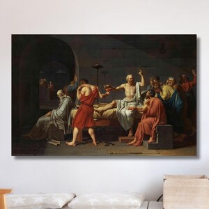 Jacques Louis David  The Death of Socrates 1787 Canvas Gallery Wrapped Giclee Wall Art Print Handmade Gift, Christmas Gift, Canvas Wall Art