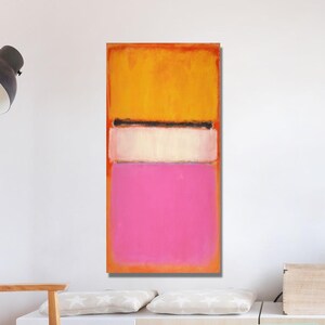 Mark Rothko Canvas,Rothko Reproduction Art,Modern Expressionism Painting,Abstract Canvas Wall Art, Pink White Yellow Framed Art Canvas Paint