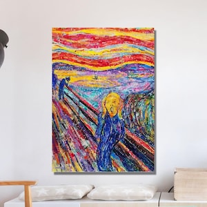 The Scream Framed Canvas Wall Decor,The Scream Painting  The Scream Art  Canvas Wall Artwork,  Digital Wall Art Decor Classic Wall Art