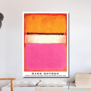 Mark Rothko Canvas,Abstract Canvas Wall Art,Rothko Reproduction Art,Modern Expressionism Painting Pink Orange WhiteRed Canvas Paint Handmade