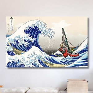 Legend of Zelda Windwaker Die große Welle vor Kanagawa, Welle vor Zelda Atem des wilden Windwaker, Zelda Print Game Room, Leinwand Kunst