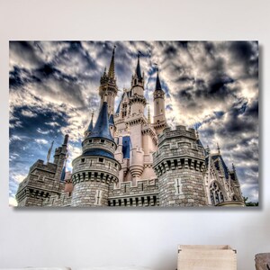 Princess Castle Art,Princess Prints, Blue Canvas Wall Art , Modern Art, Christmas Gift , Handmade Gift, Castle Fairy, Architecture Playroom