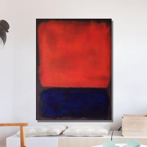 Mark Rothko Canvas,Abstract Canvas Wall Art,Rothko Reproduction Art,Modern Expressionism Painting Dark Blue Red Abstrack Framed Canvas Paint
