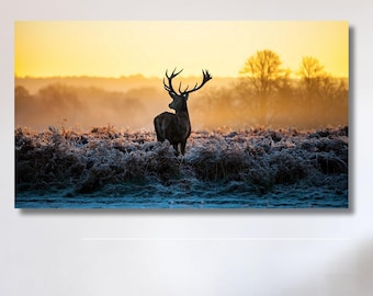 Deer Wall Decor Multi Panel Canvas Deer Art Print, Forest Canvas Deer Poster, Home Decoration, Gift Fan Modern Arts, Canvas Wall Art, Animal