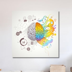 Brain Canvas Medical Decor Brain Canvas Bright Floral Print Brain Floral Print Art Anatomical Brain Wall Art Doctor Gift Medical Art Print