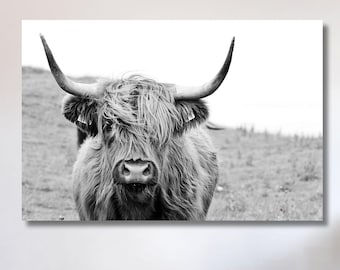 Bull Buffalo Poster Cow Poster, Bull Poster Longhorn Bull Canvas Print Bull On Canvas Bull Wall Art Bull Print Handmade Gift, Christmas Gift