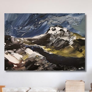 Mountain Landscape Canvas wall art, Abstract Mountain Canvas, Mountain Wall Art, Colorful Painting, Painting Print, Abstract Canvas,Handmade