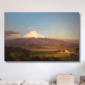 Cotopaxi, Klassische Landschaft, Frederic Edwin Church, Zeichnung Poster Druck Leinwand Wandkunst, Amerikanischer Künstler, Nordlicht Kunst, Handgefertigtes Geschenk