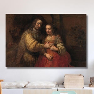 Rembrandt Van Rijn The Jewish Bride 1665 Canvas Gallery Wrapped Framed Giclee Wall Art Print, Handmade Gift, Christmas Gift, Canvas Wall Art