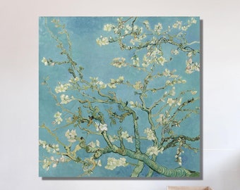 Almond Blossom 1890 by Van Gogh Print, Classic Painting Poster, Floral Wall Art Decor, Cyan-blue Cherry Floral Garden, Gallery Art,handmade