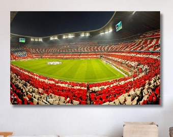Quadro su tela dello stadio FC Bayern Monaco, poster dello stadio Allianz Arena, tifosi dell'FC Bayern Monaco, arredamento per il soggiorno, regalo di Natale fatto a mano