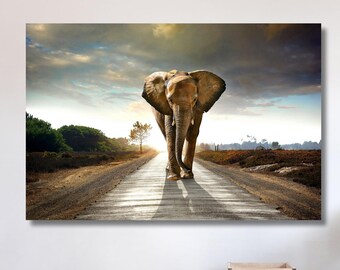 Elephant Wall Art Extra Large Wall Art Elephant Poster, African Elephant Housewarming Gift Nursery Wall Art, Handmade Gift, Christmas Gift