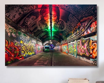 Graffiti Canvas London Print Graffiti Wall Art Modern Art, Graffiti Art Canvas Trendy Wall Art Large Canvas, Handmade Gift, Christmas Gift