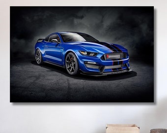 Ford Mustang Canvas Shelby GT350 Car Canvas, Ford Mustang Poster Ford Wall Decor Ford Mustang Print Wall Art Boys Room Poster Ferrari Art
