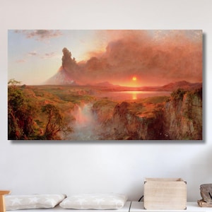 Edwin Church Cotopaxi by Frederic Edwin Church, 1826 1900 Lower Falls, Drawing American Artist Paint, Northern Light Artwork,Handmade Gift