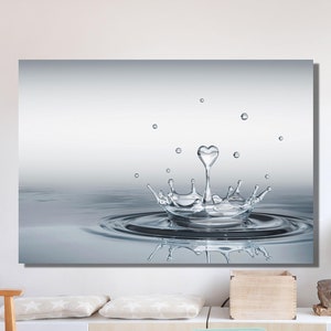 Heart Drop Splash Bathroom Wall Art, Bathroom Horizontal Wall Decor, Bathroom Wall Decor, Bathroom Canvas Art Prints, Framed Canvas Wall Art