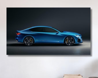 Lienzo de coche Acura Type S, arte de pared de Acura, lienzo de superdeportivo, arte de coche Acura, decoración de pared de Acura, póster de Acura, arte de lienzo enorme, decoración de habitación, hecho a mano