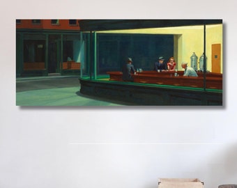Edward Hopper Nighthawks Canvas Poster Art Reproduction, American Art Gift, Abstract Wall Art Print, Modern Art Painting, Realism, Modernism