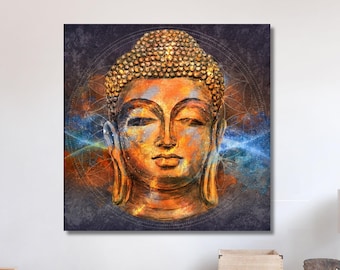 Buddha Canvas Wall Decor Prints Buddha Decor, Buddha Wall Art Colorful Canvas Art Buddha Wall Decor Handmade Gift Christmas Gift Ready Hang